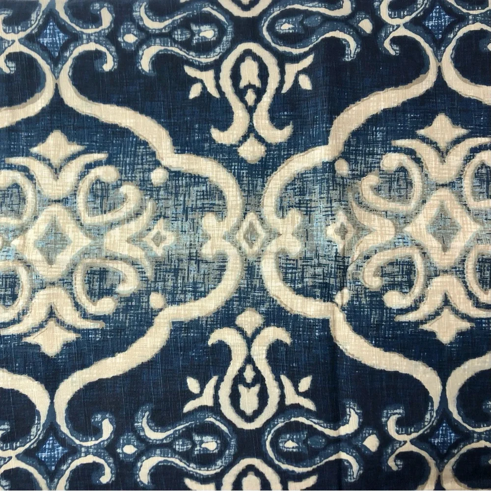 NOBLE EXCELLENCE Medallion Blue Beige Shower Curtain NWT